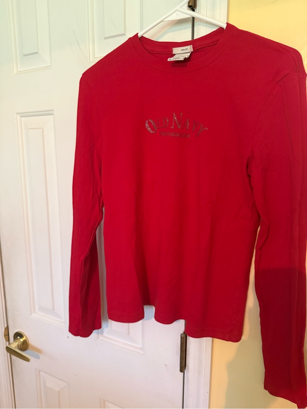 Old Navy Bright Red Long Sleeve Logo Tee